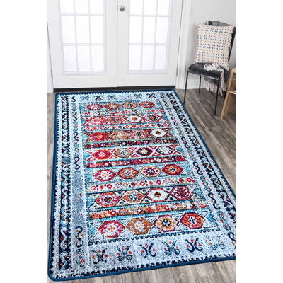 Tapis de couloir durable, bleu, 31,5 po x 78,7 po | 100% polyester, hauteur des poils de 0,4 pouce | Antibactérien, antidérapant, dessous lavable à la machine | Parfait pour le vestibule, le salon et la chambre à coucher | Facile d'entretien et conception élégante