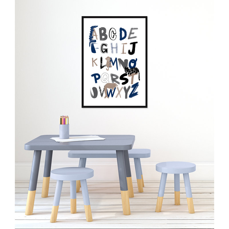 Critter Alphabet 1, impression sur papier, H 34,5 po x l 24,5 po x P 1,18 po, Encadré de boîte noir