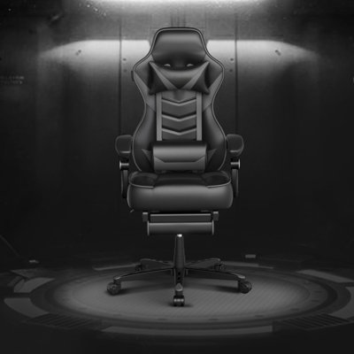 Adults Ergonomic Racing Style High Back Computer Chair with Footrest Headrest and Lumbar Support