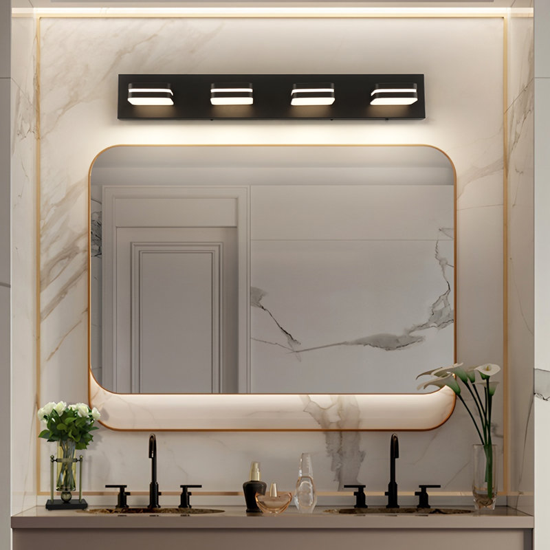  30 in. 4-Light Modern Black LED Bathroom Vanity Light 5CCT with Adjustable Head, Dimmable, 29.92" Width, 4 Lights