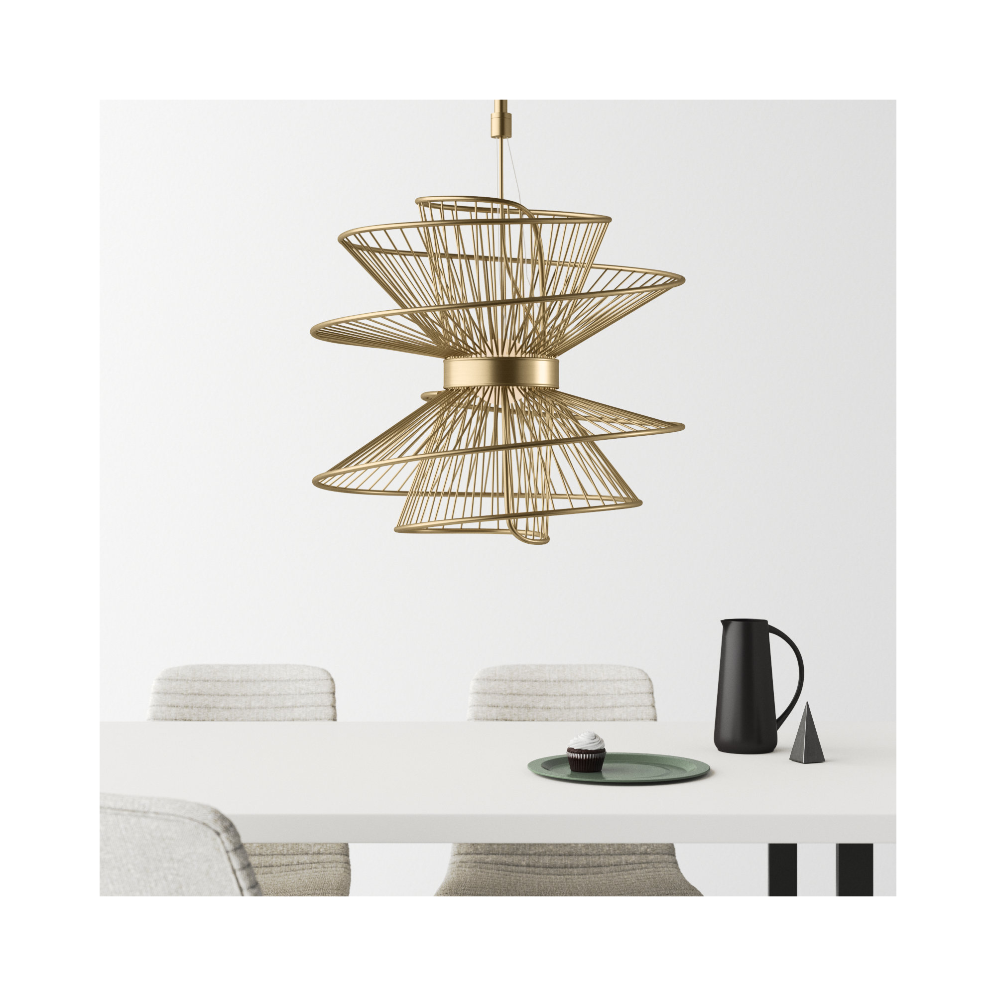 Kemi 2 Light LED Pendant, 19.75" H x 20" W x 20" D, Natural Aged Brass