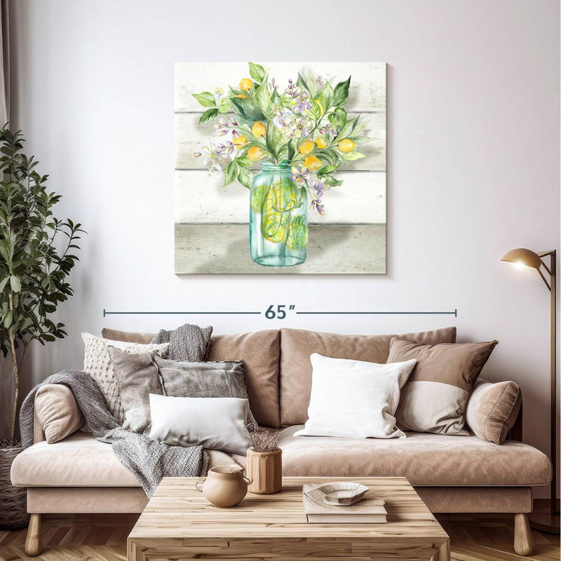 Yarlin, aquarelle, citrons, pot Mason, Shiplap, H 39 po x l 39 po
