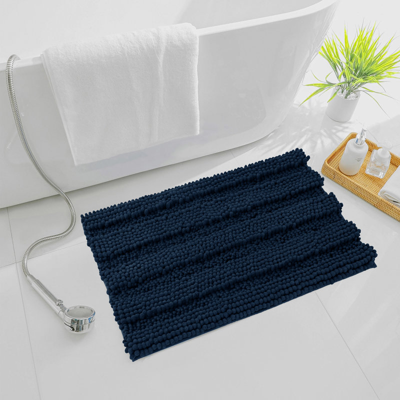 Tapis pour salle de bain Faddis, Marine, Simple - L 48 po x l 18 po