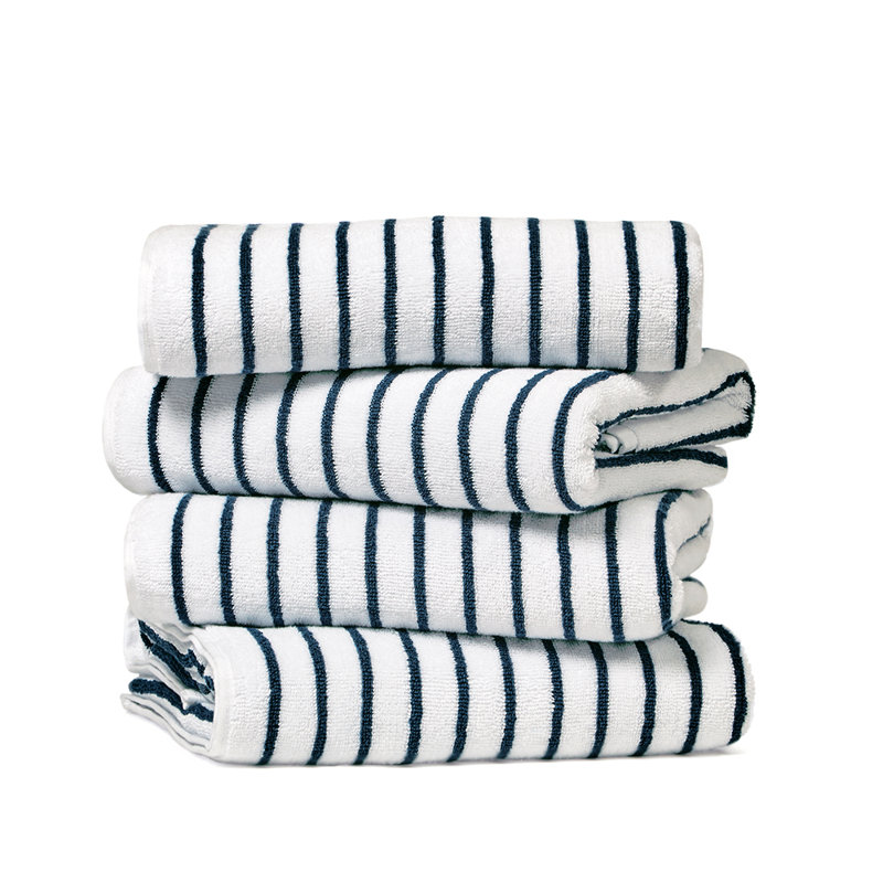 4 Pack Cotton Cabana Stripe Beach Pool Towels, Navy
