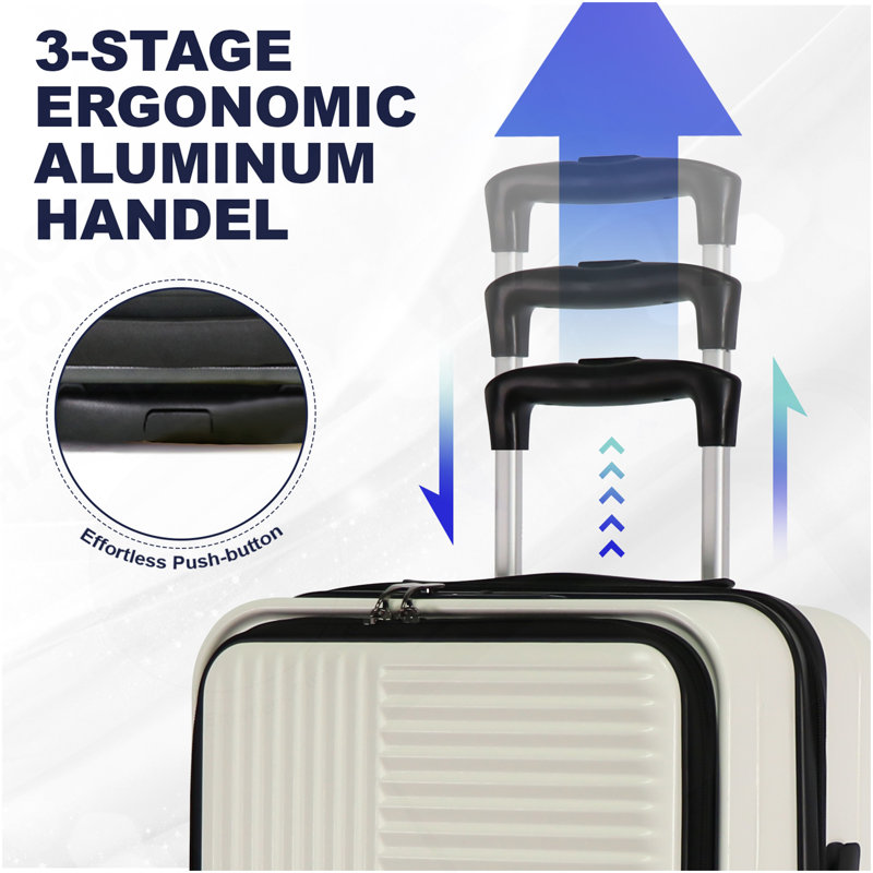 Luggage,With Front Opening,TSA Approved Lock,Hardshell Suitcase,White