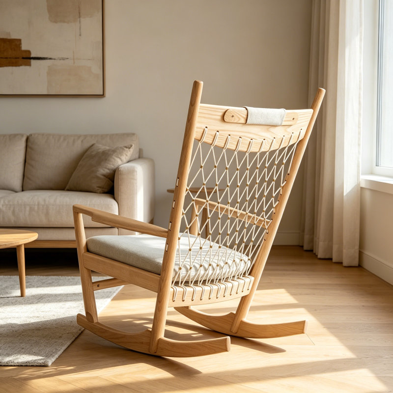 Chaise berçante en bois massif