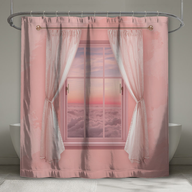 Rideaux de douche roses très longs, L 70 po x H 84 po