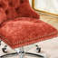 Chaise de bureau en chenille orange de conception américaine, boutons, base en métal, pivot réglable, éponge à rebond élevé, garniture cloutée fabriquée à la main, bouton rembourré moderne idéal pour l'espace d'étude-1214967701-1214967725