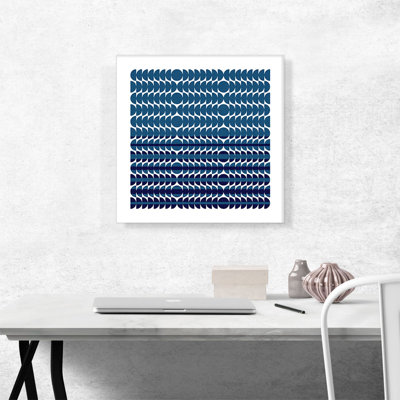 " Mid-Century Modern Blue Circles Rising "