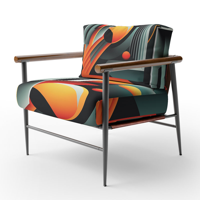 Daddario - Fauteuil rembourré à motif géométrique abstrait, Noir