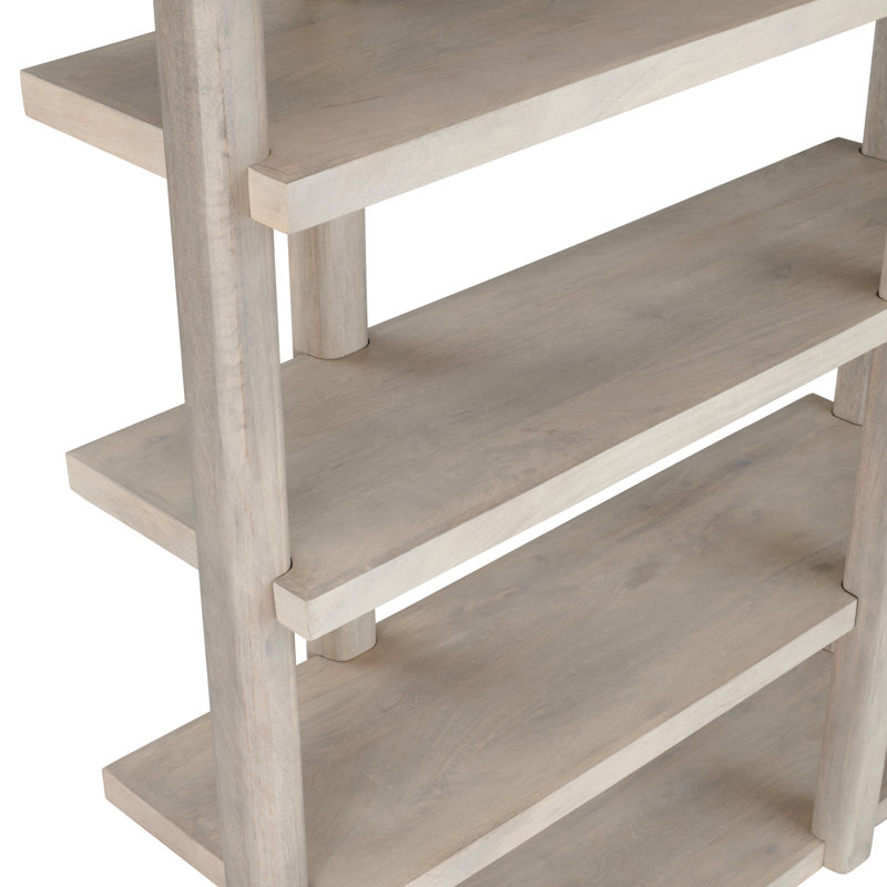 82 In. Natural Washed Solid Wood 5 Shelf Etagere_Bookcase