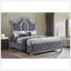 Tête de lit capitonnée 1pc avec revêtement luxueux et garniture cloutée complexe à motif de losanges touffeté à motif moderne gris argenté-609180757