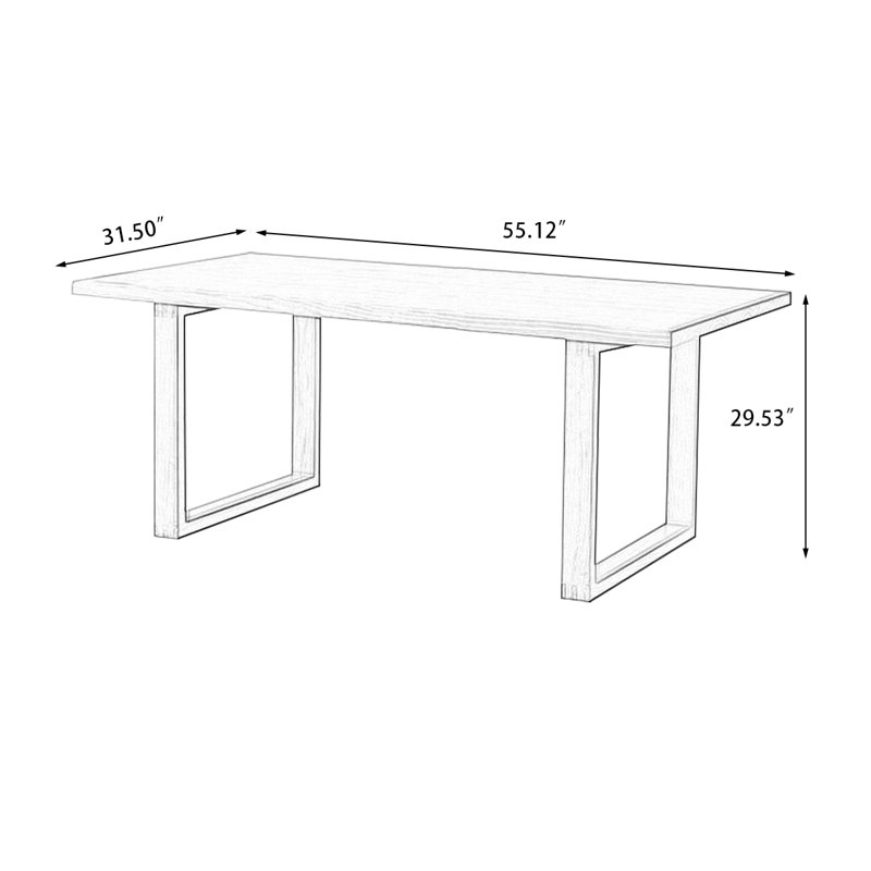 Brown Rectangular Solid Wood Dining Table, 29.53"H x 55.12"L x 31.5"W