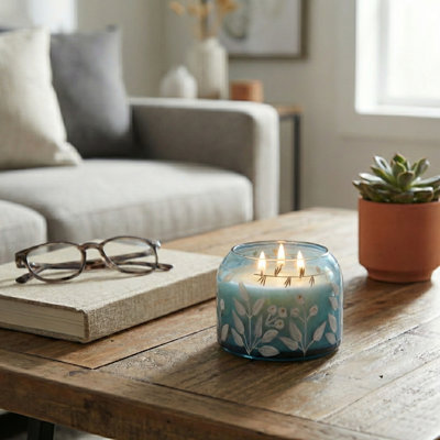 Bougie décorative parfumée au jasmin pour le salon - Bougie moderne en verre et cire de soya pour table basse, étagère ou chambre