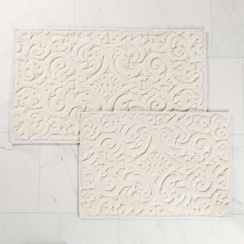 Ensemble de 2 tapis de salle de bain Venere, Ivoire ivoire, MOYEN - ensemble 2 pièces