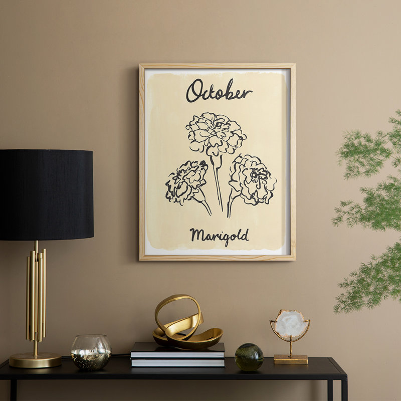 Reproduction encadrée mois de naissance X - bois massif, Naturel, H 11 po x l 9 po