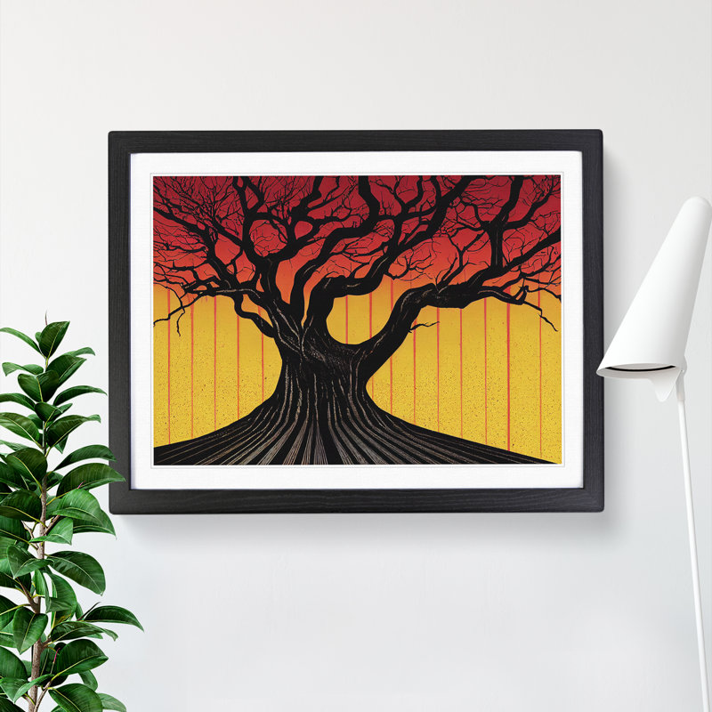 An Abstract Tree - Framed Print, 46cm H x 64cm W x 2cm D, Oak