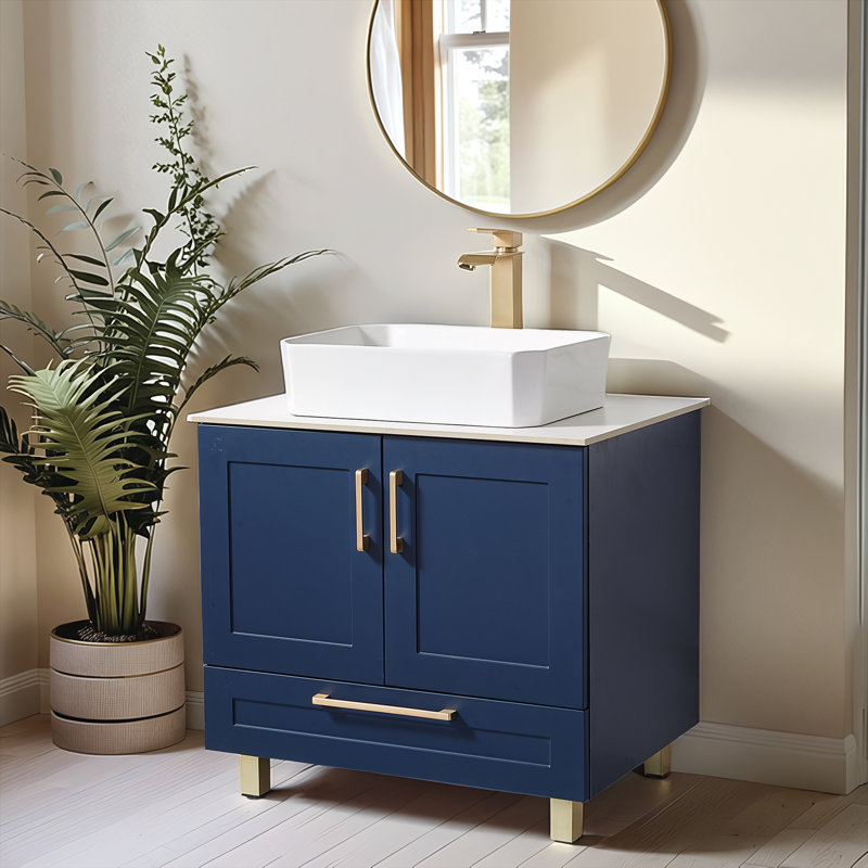 Ensemble de meuble-lavabo simple 30 po bleu moderne