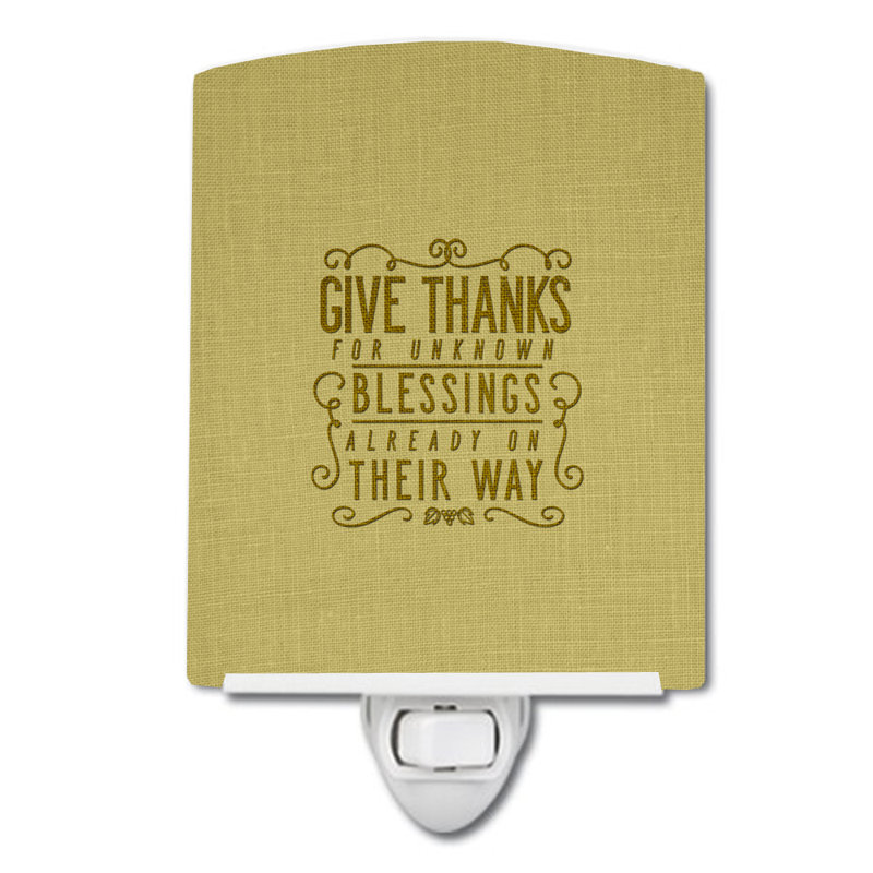 Give Thanks Blessings Ceramic Night Light