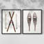 Skis rétro - reproduction encadrée de qualité supérieure - prêt à être accroché - aucun clou requis - aucun clou requis-1791717495-1791717489