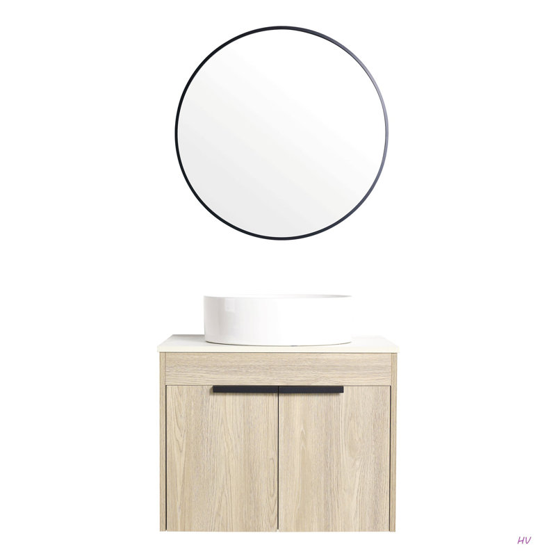 Ensemble de meuble-lavabo 24 po avec lavabo en céramique 24 po Modern Design, Circulaire, 24"