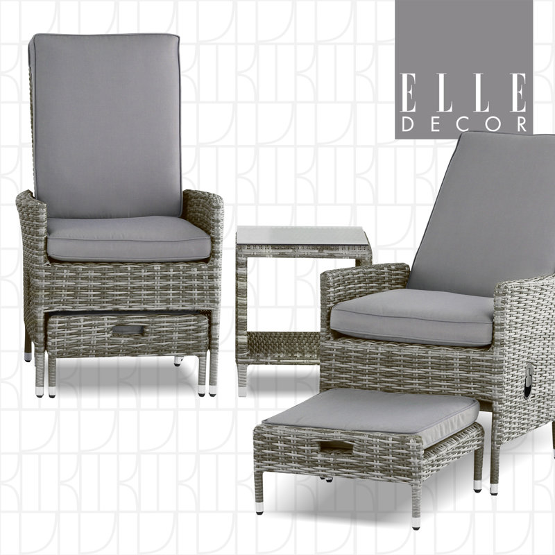 Ensemble de chaises inclinables d'extérieur 5 pièces Elle Decor Vallauris, gris