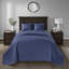 Couvre-lit bleu marine réversible pour lit simple - Matelassage en coton prélavé pour une chambre agréable et une nuit paisible
