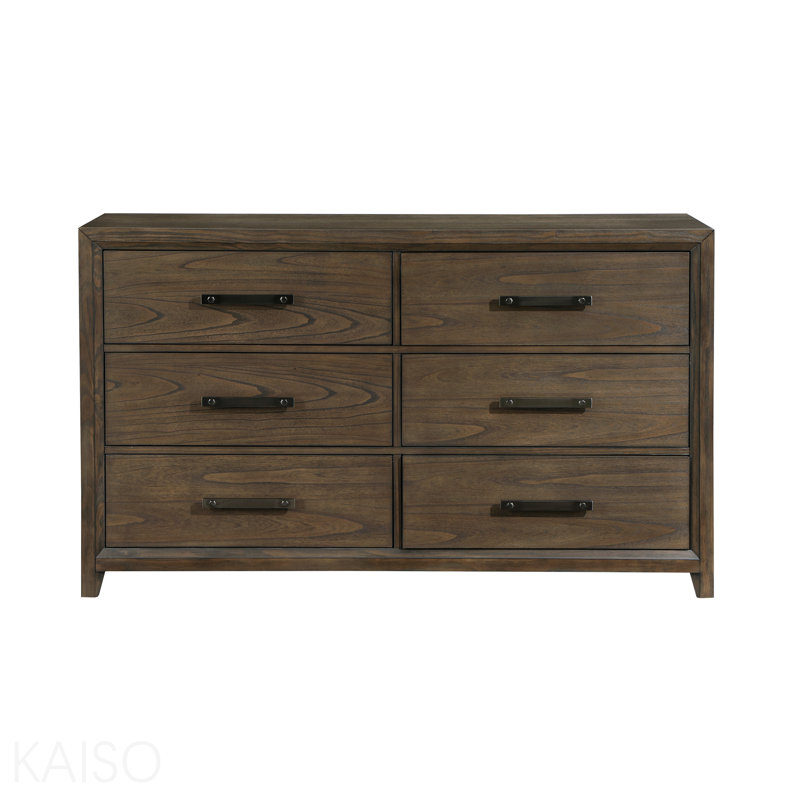 Commode 1 pièce 6 tiroirs en noyer foncé
