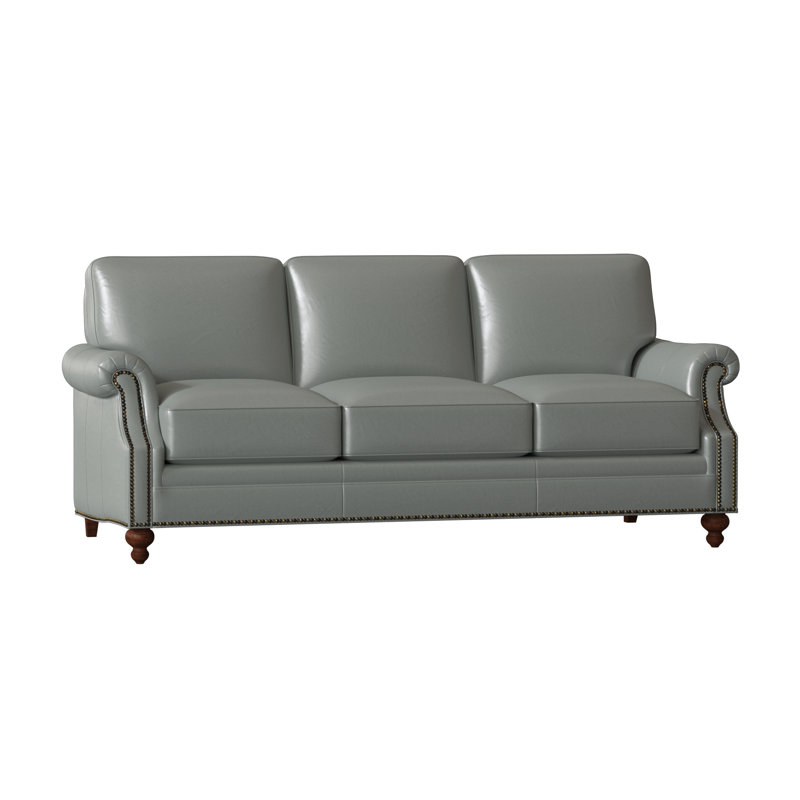 West Sofa, Natural, Mahogany, Aline Fumo Genuine Leather