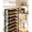 Support à vin en bois et fer avec plateau de table, porte-bouteilles de vin autoportant pour la cuisine, le garde-manger, la cave, le bar, la salle à manger, tablettes de rangement pour le vin de grande capacité