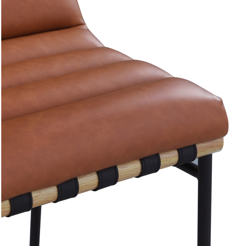Tabouret de comptoir rembourré Sean Vincentas, Similicuir cognac, Tabouret de comptoir (siège d'une hauteur de 26,4
