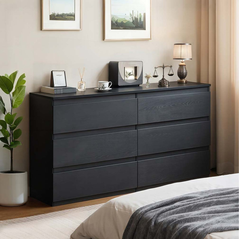 Commode 6 tiroirs, Noir