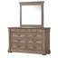 Ensemble de chambre à coucher pour grand lit King, 4 pièces, grande tête de lit à volets, gris vieilli