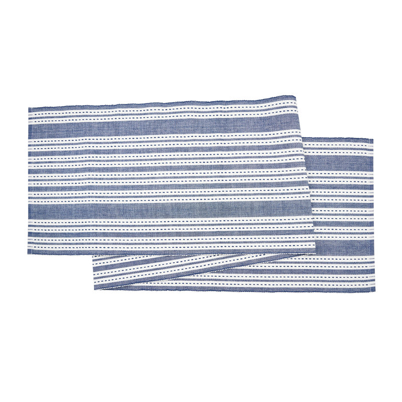 Warner No Pattern Cotton Table Runner, Blue