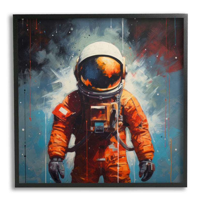 " Abstract Astronaut Portrait ", Midnight Black Framed Giclee, 24" H x 24" W x 1.5" D