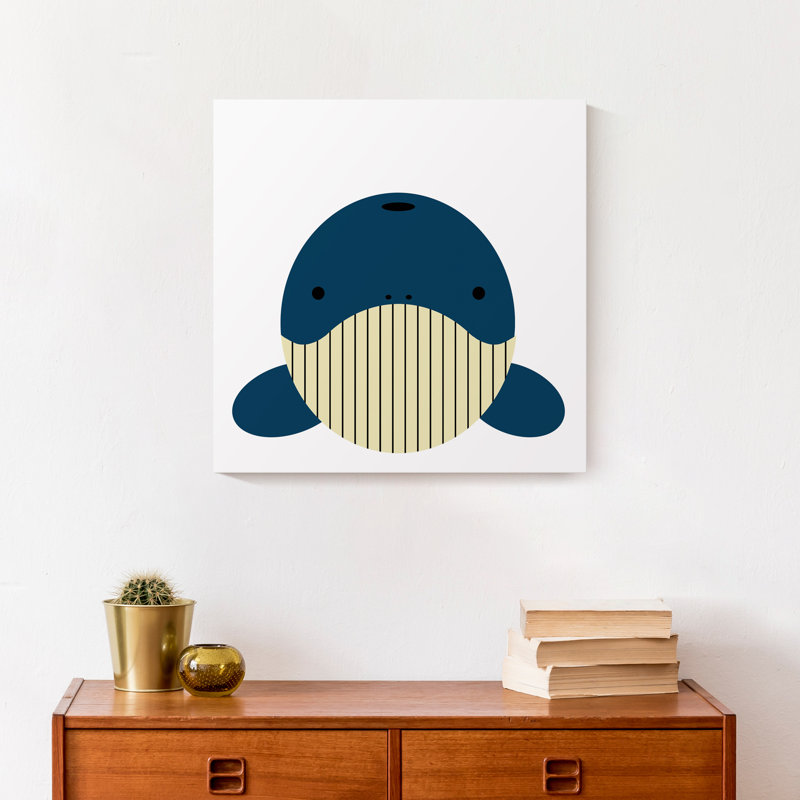 Whale Face - Wrapped Canvas Graphic Art, 16" H x 16" W x 1.25" D