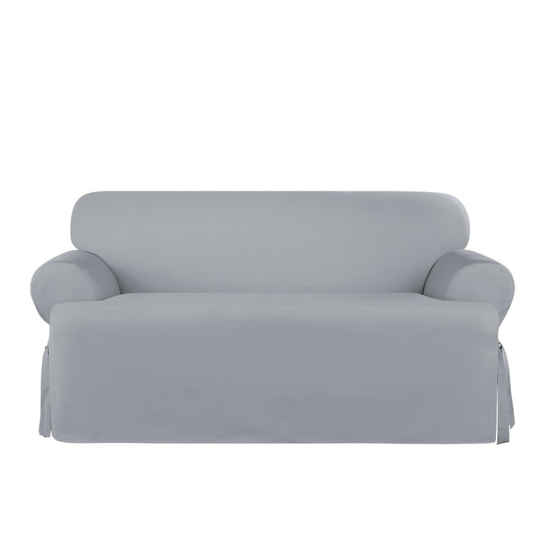 Pacific Blue Heavyweight Cotton Duck T-Cushion Loveseat Slipcover