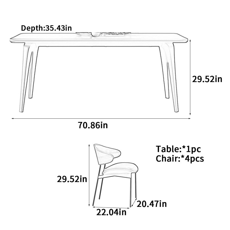 Table de salle à manger en ardoise noire pure, H 29,52 po x L 70,86 po x l 35,43 po