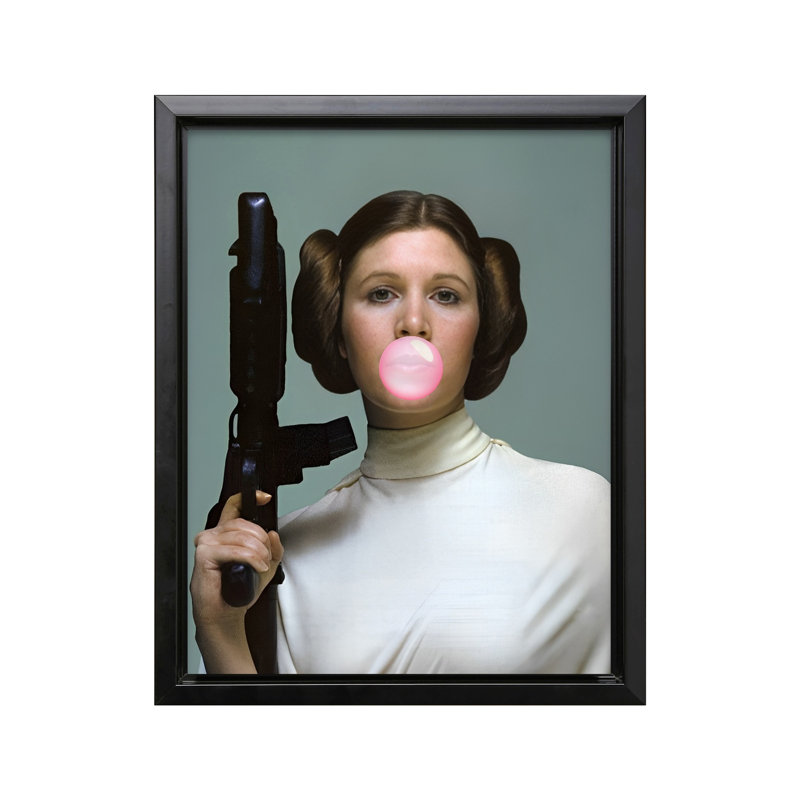 Princesse Leia, gomme à bulles rose, Black Framed, Canvas, 12"H x 16"W