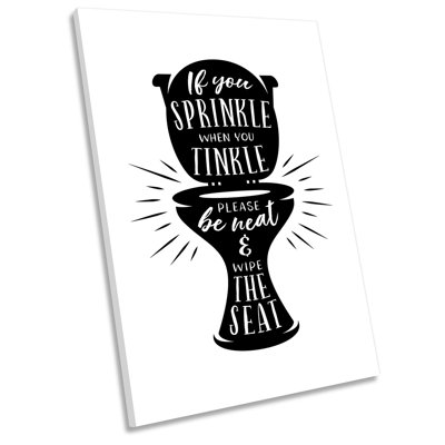 Bathroom Toliet Sprinkle Picture White - Wrapped Canvas Art Prints