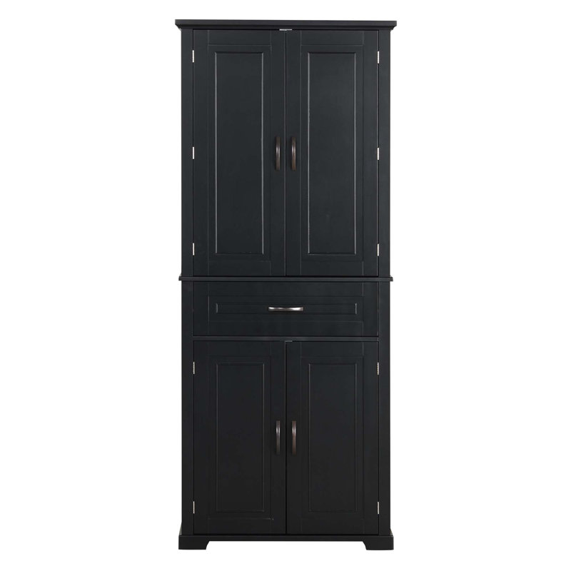 Armoire de rangement de salle de bain avec portes et tiroir, plusieurs espaces de rangement, tablette réglable