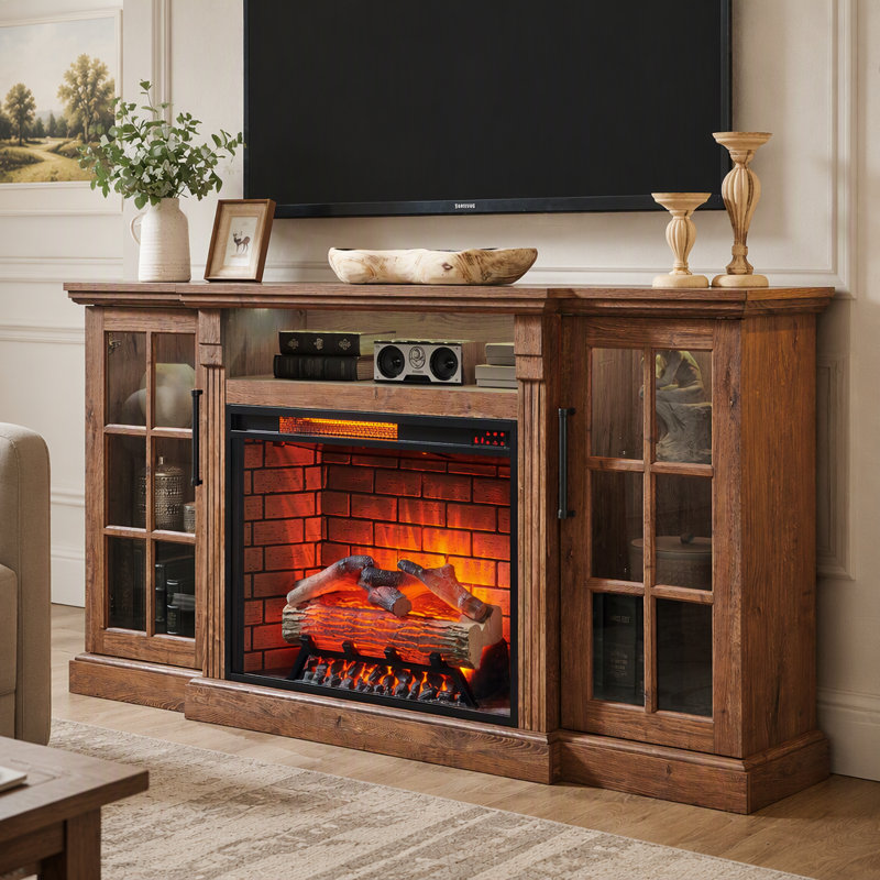 Meuble télé moderne avec foyer électrique et éclairage DEL réglable pour des solutions de rangement dans un salon spacieux
