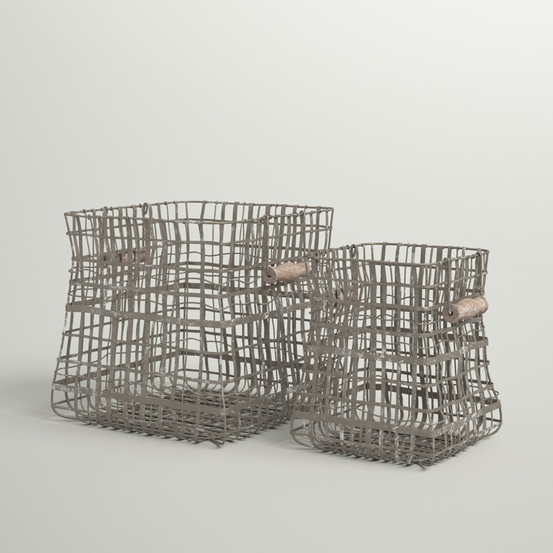 Sand & Stable™ 2 Piece Metal Storage Basket Set & Reviews | Wayfair