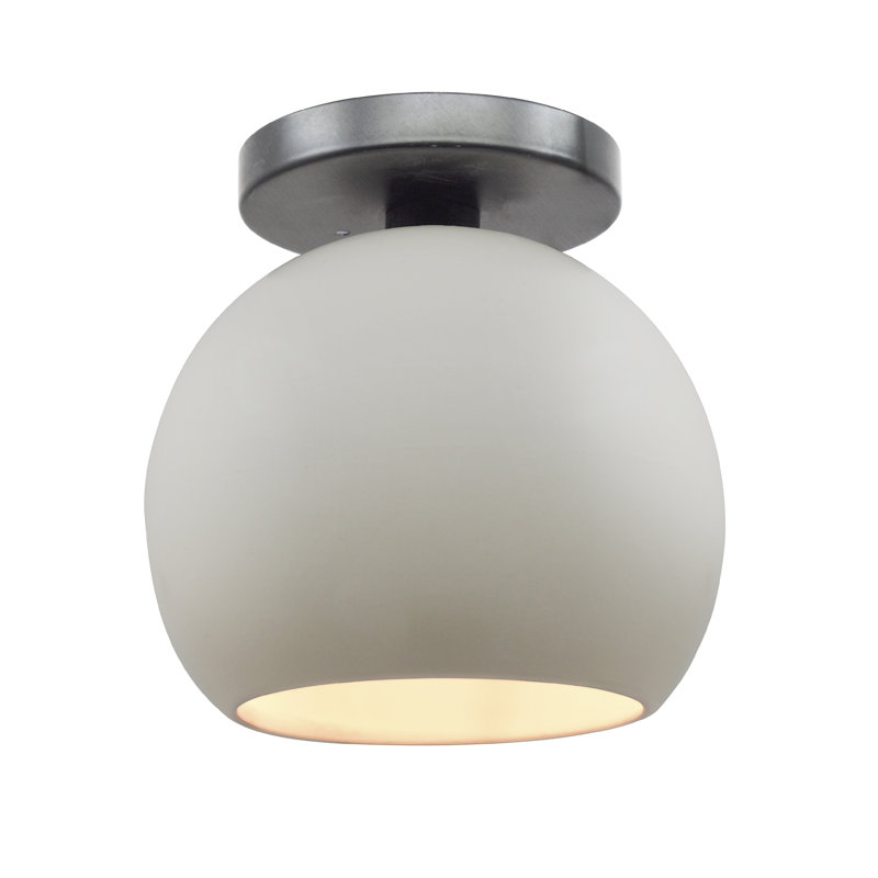 Plafonnier semi-encastré Radiance, Blanc mat, H 9 po x l 10 po x P 10 po, Nickel brossé
