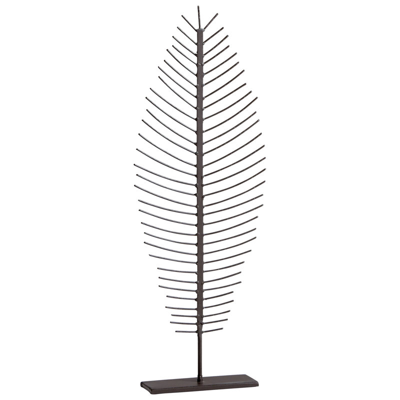 Sculpture squelette à feuille, H 28,25 po x l 8 po x P 3,25 po