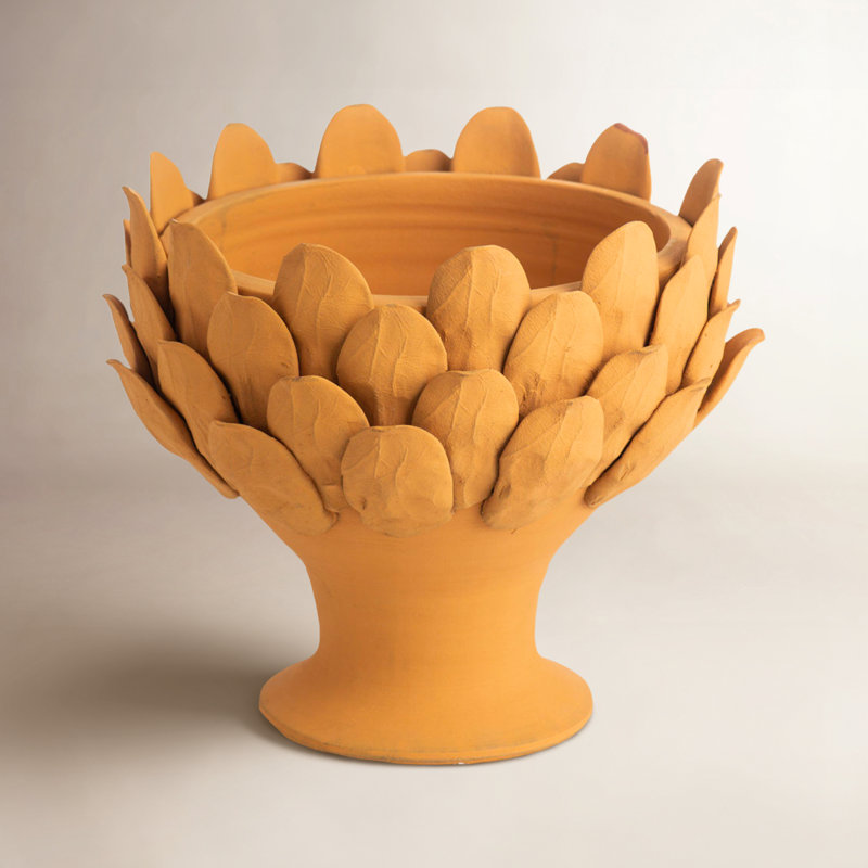 Gathered Garden Ceramic Statue Planter, 10" H x 12" W x 12" D, Orange