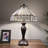 Vergara Tiffany Table Lamp White Stained Glass Hexagon LED Bulbs Included 16'W*16"D*24"H