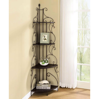 Traditional Style 4-Shelf Cappuccino Bookcase - Classic Elegance Corner Maximize Your Storage Space