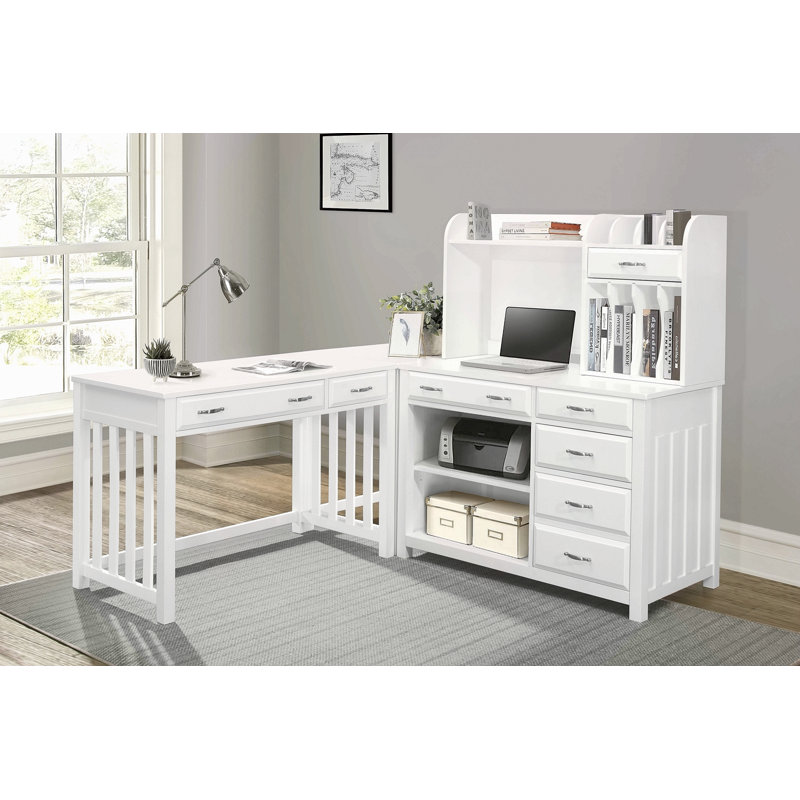 Meuble de bureau moderne et traditionnel 1Pc avec 2 tiroirs avec tiroir à clavier blanc, Blanc