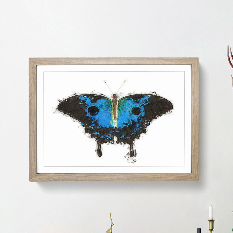 Ulysses Butterfly by George Shaw - Picture Frame Painting Print, 27cm H x 36cm W x 2cm D, Oak Framed